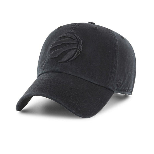 Toronto Raptors Black on Black Clean Up '47 Brand Adjustable Hat - Pro League Sports Collectibles Inc.