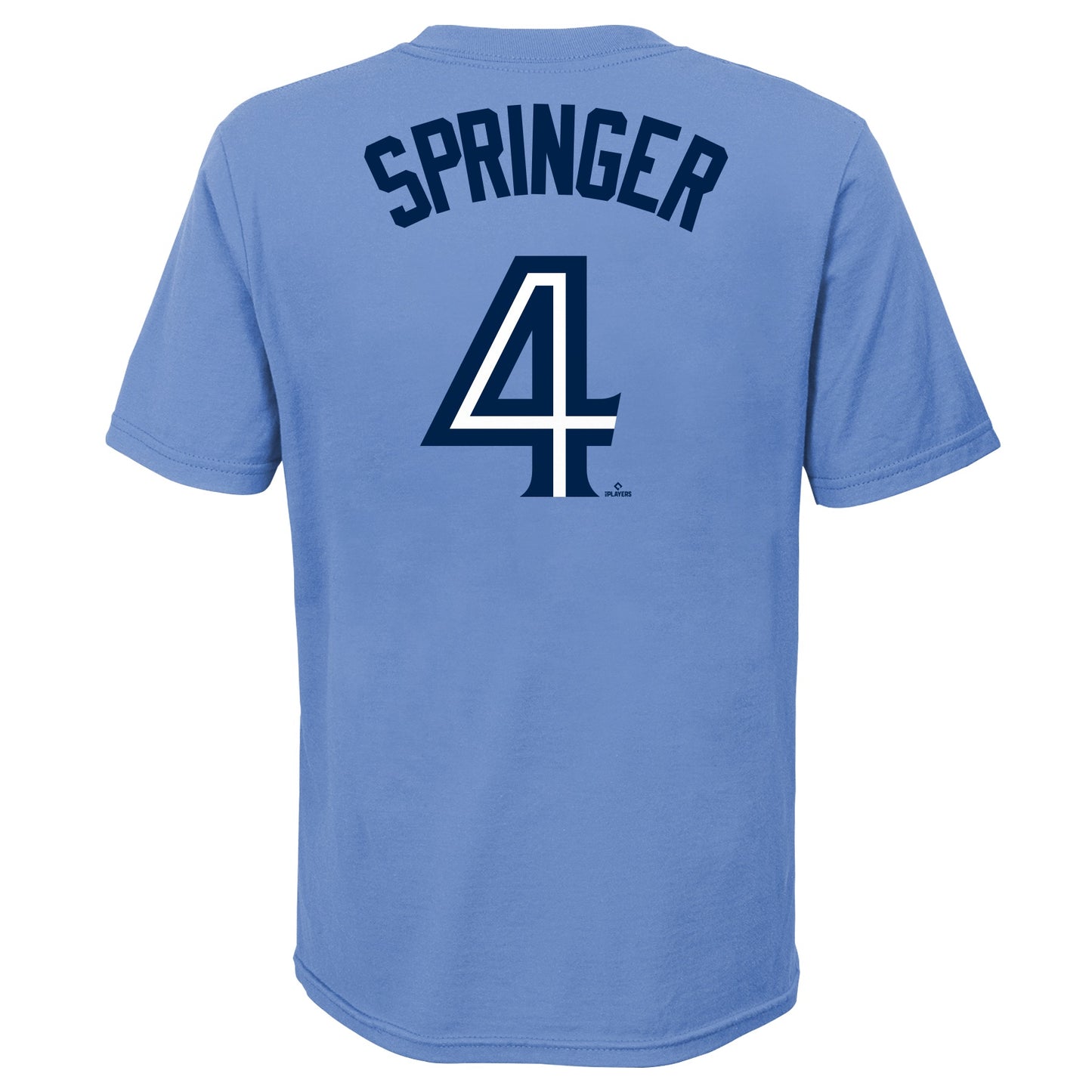 Toddler Toronto Blue Jays George Springer #4 Nike Powder Blue Horizon Name & Number T-Shirt - Pro League Sports Collectibles Inc.