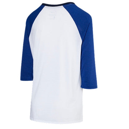 Women’s Toronto Blue Jays Nike Tri-Blend 3/4 Sleeve Raglan White Blue T-Shirt - Pro League Sports Collectibles Inc.