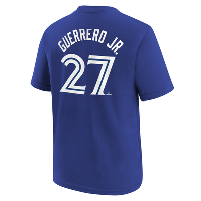 Child Toronto Blue Jays Guerrero Jr. #27 Nike Royal Blue Name & Number T-Shirt - Pro League Sports Collectibles Inc.