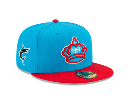 Miami Marlins New Era Blue/Red 2021 City Connect Authentic Collection On-Field 59FIFTY Fitted Hat - Pro League Sports Collectibles Inc.