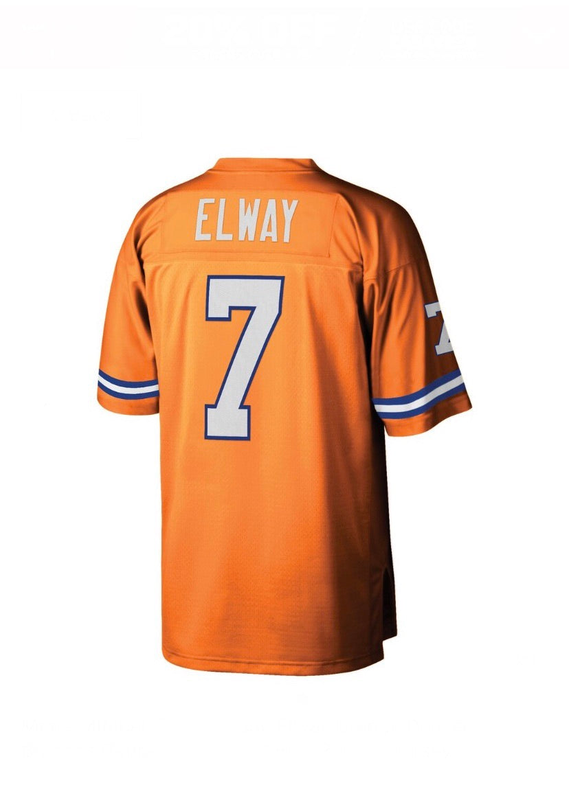 Men's Mitchell & Ness John Elway Orange Denver Broncos Retired Player Logo Name Number T-Shirt