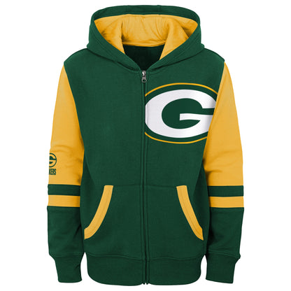 Youth Green Bay Packers Full Zip Fleece Hoodie - Pro League Sports Collectibles Inc.