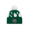 New York Jets New Era White/Green 2020 NFL Sideline - Official Alternate Logo Sport Pom Cuffed Knit Toque - Pro League Sports Collectibles Inc.
