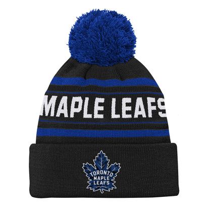 Youth Toronto Maple Leafs 3rd Logo Alternate Jacquard Cuffed Knit Hat with Pom - Pro League Sports Collectibles Inc.