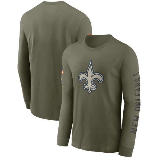 New Orleans Saints Nike 2022 Salute To Service - Team Logo Long Sleeve T-Shirt - Olive - Pro League Sports Collectibles Inc.