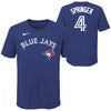 Youth Toronto Blue Jays George Springer #4 Nike Royal Name & Number T-Shirt - Pro League Sports Collectibles Inc.
