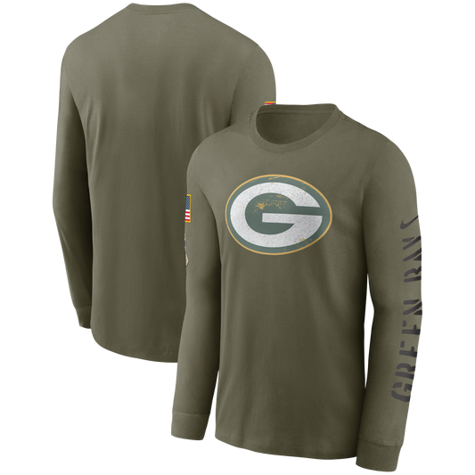 Green Bay Packers Nike 2022 Salute To Service - Team Logo Long Sleeve T-Shirt - Olive - Pro League Sports Collectibles Inc.