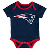 Infant New England Patriots Red/Navy/Heathered Gray Champ 3-Piece Bodysuit Set - Pro League Sports Collectibles Inc.