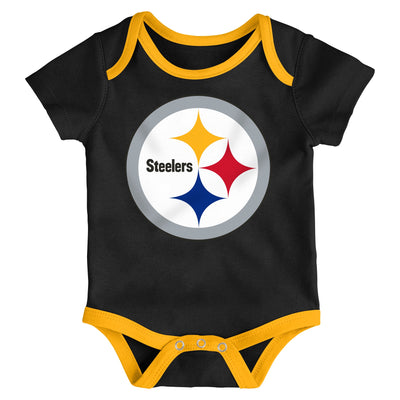 Infant Pittsburgh Steelers Yellow/Black/Heathered Gray Champ 3-Piece Bodysuit Set - Pro League Sports Collectibles Inc.