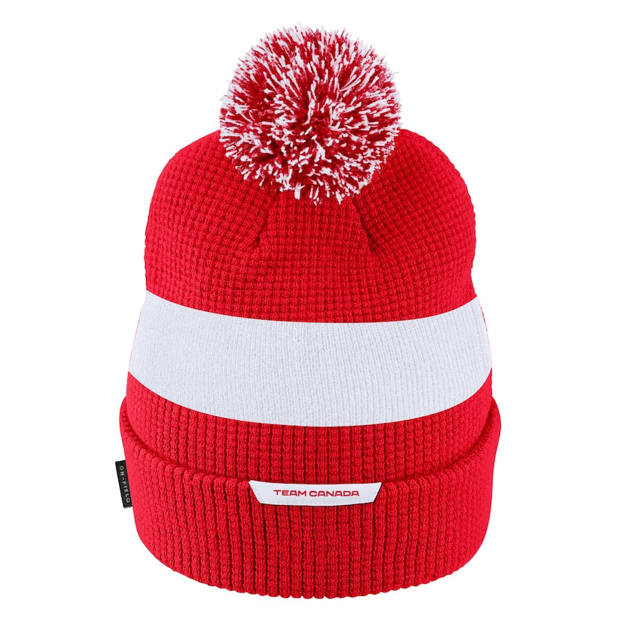 Team Canada Hockey Sideline Nike Cuffed Pom Knit Toque - Red/White - Pro League Sports Collectibles Inc.