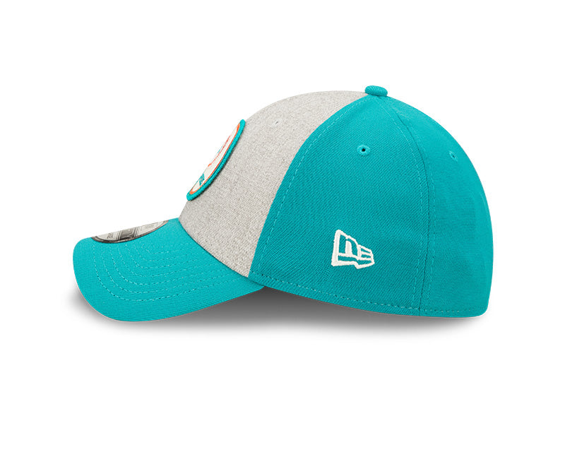 Men's New Era Heathered Gray/Aqua Miami Dolphins 2022 Sideline 39THIRTY  Historic Flex Hat