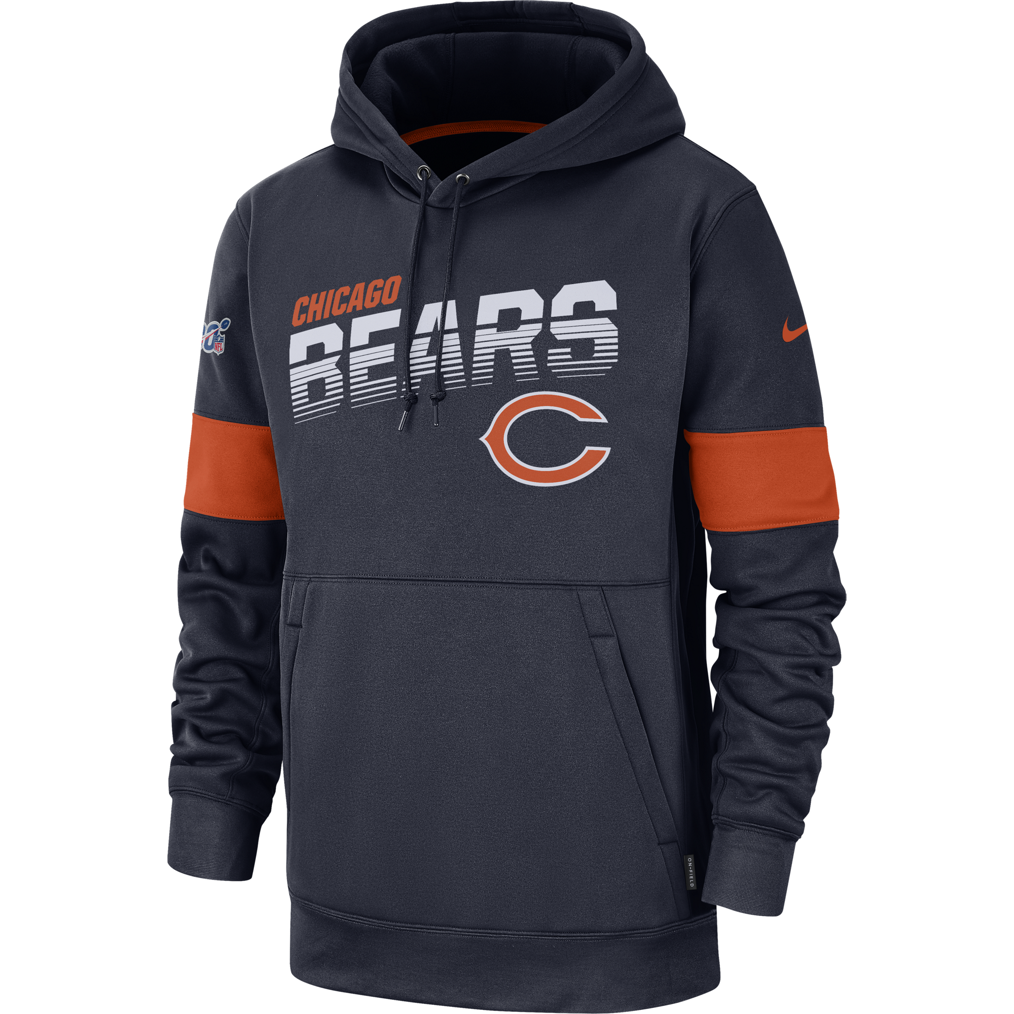 Chicago Bears Nike Fan Gear Primary Logo Therma Performance Pullover Hoodie - Navy