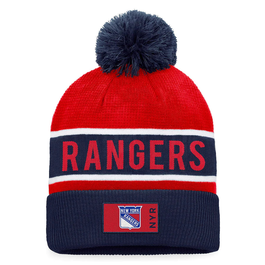 New York Rangers Fanatics Branded Blue/Red 2022 NHL Draft - Authentic Pro Cuffed Knit Toque with Pom - Pro League Sports Collectibles Inc.