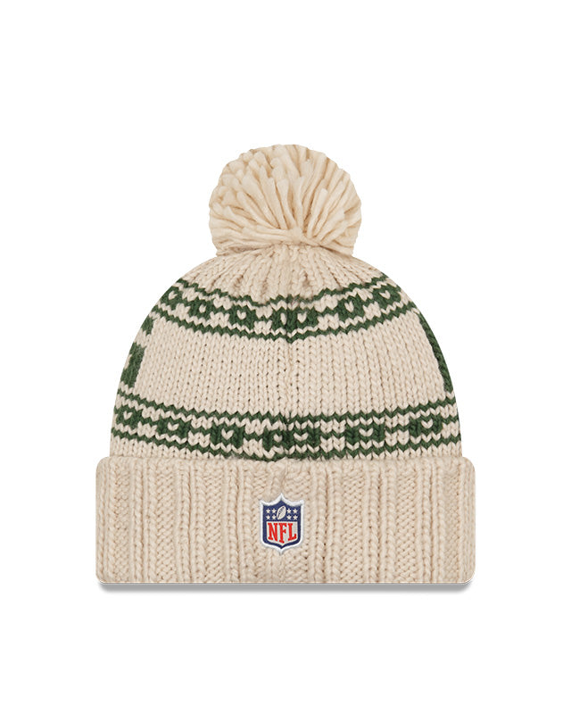Women's Green Bay Packers New Era 2021 NFL Sideline Pom Cuffed Knit Hat -  Natural