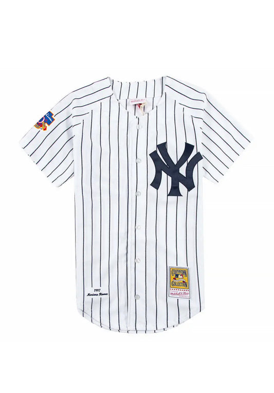 Mariano Rivera #42 Jackie Robinson 50th Patch New York Yankees Mitchell & Ness 1997 Authentic Cooperstown Collection Pinstripe Jersey - Pro League Sports Collectibles Inc.