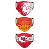 Kansas City Chiefs Match Day FOCO NFL Face Mask Covers Adult 3 Pack - Pro League Sports Collectibles Inc.