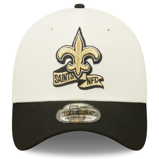 New Orleans Saints 2022 Sideline New Era Cream/Black - 39THIRTY 2-Tone Flex Hat - Pro League Sports Collectibles Inc.