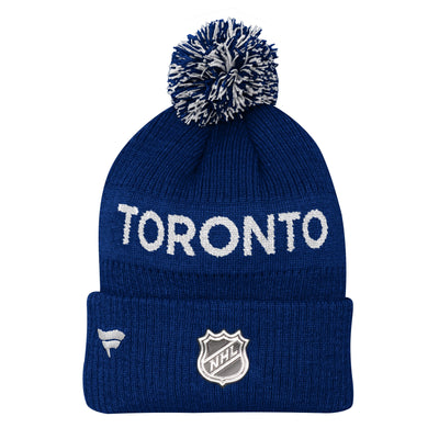 Youth Toronto Maple Leafs Navy Authentic Pro Fanatics Cuff Pom Toque - Pro League Sports Collectibles Inc.