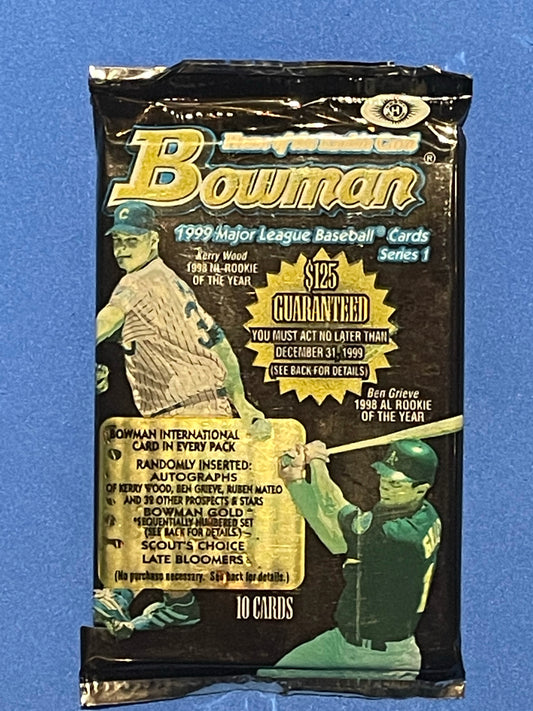 VINTAGE 1999 Bowman Baseball Series 1 Hobby Pack- 10 Cards Per Pack - Pro League Sports Collectibles Inc.