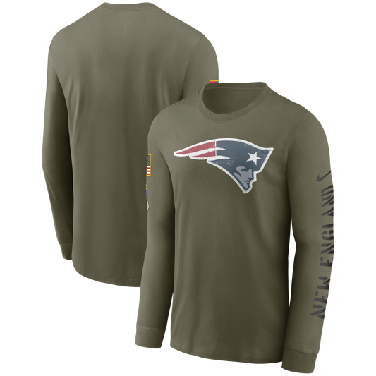 New England Patriots Nike 2022 Salute To Service - Team Logo Long Sleeve T-Shirt - Olive - Pro League Sports Collectibles Inc.