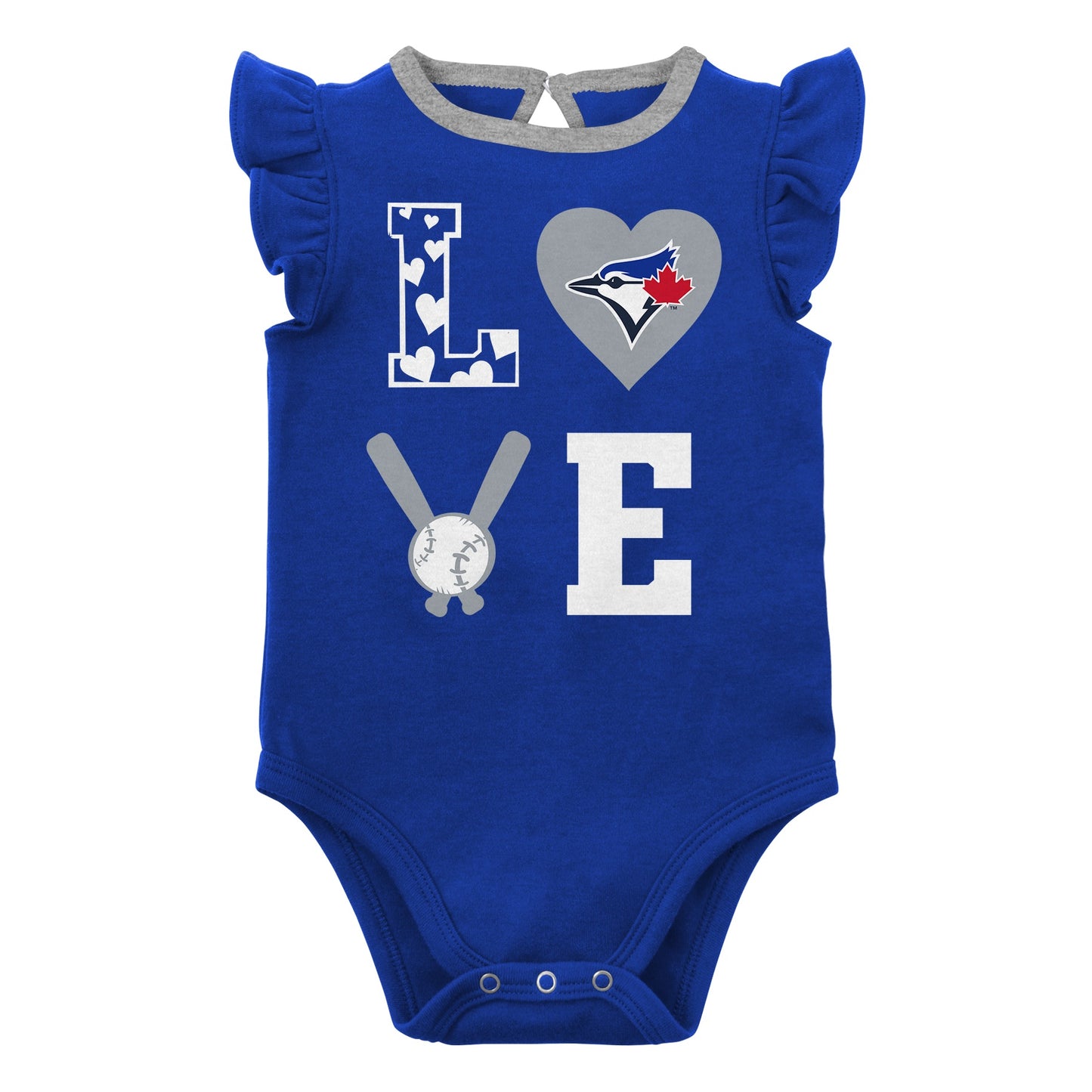 Infant Toronto Blue Jays Love Of Baseball Girl 3 Piece Creeper Set - Pro League Sports Collectibles Inc.