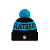 Carolina Panthers New Era Black/Blue 2020 NFL Sideline - Official Sport Pom Cuffed Knit Toque - Pro League Sports Collectibles Inc.