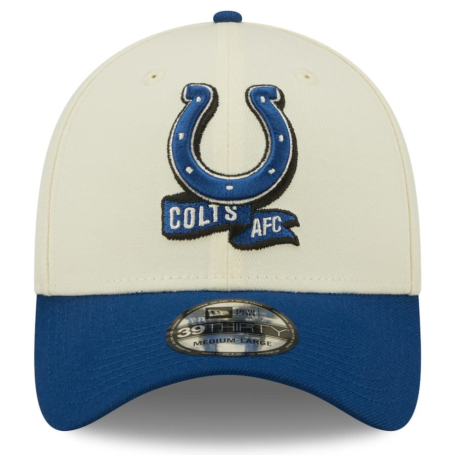 Indianapolis Colts 2022 Sideline New Era Cream/Royal - 39THIRTY 2