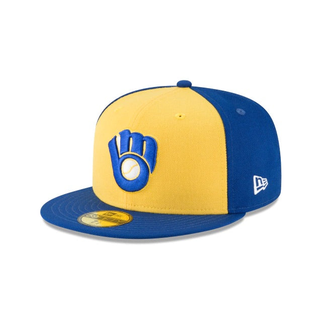 Men's Milwaukee Brewers New Era Navy/Yellow Alternate Authentic Collection  On-Field 59FIFTY Fitted Hat