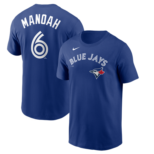 Toronto Blue Jays Alex Manoah #6 Nike Royal Name and Number T-Shirt - Pro League Sports Collectibles Inc.