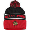 Chicago Blackhawks Fanatics Branded Authentic Pro Locker Room Cuffed Pom Knit Hat - Black/Gray - Pro League Sports Collectibles Inc.