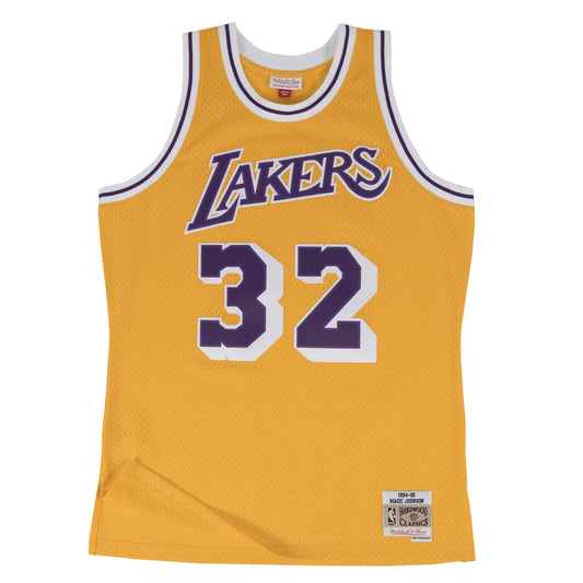 Magic Johnson Los Angeles Lakers Mitchell & Ness 1984-85 Hardwood Classic Swingman Away Jersey - Pro League Sports Collectibles Inc.