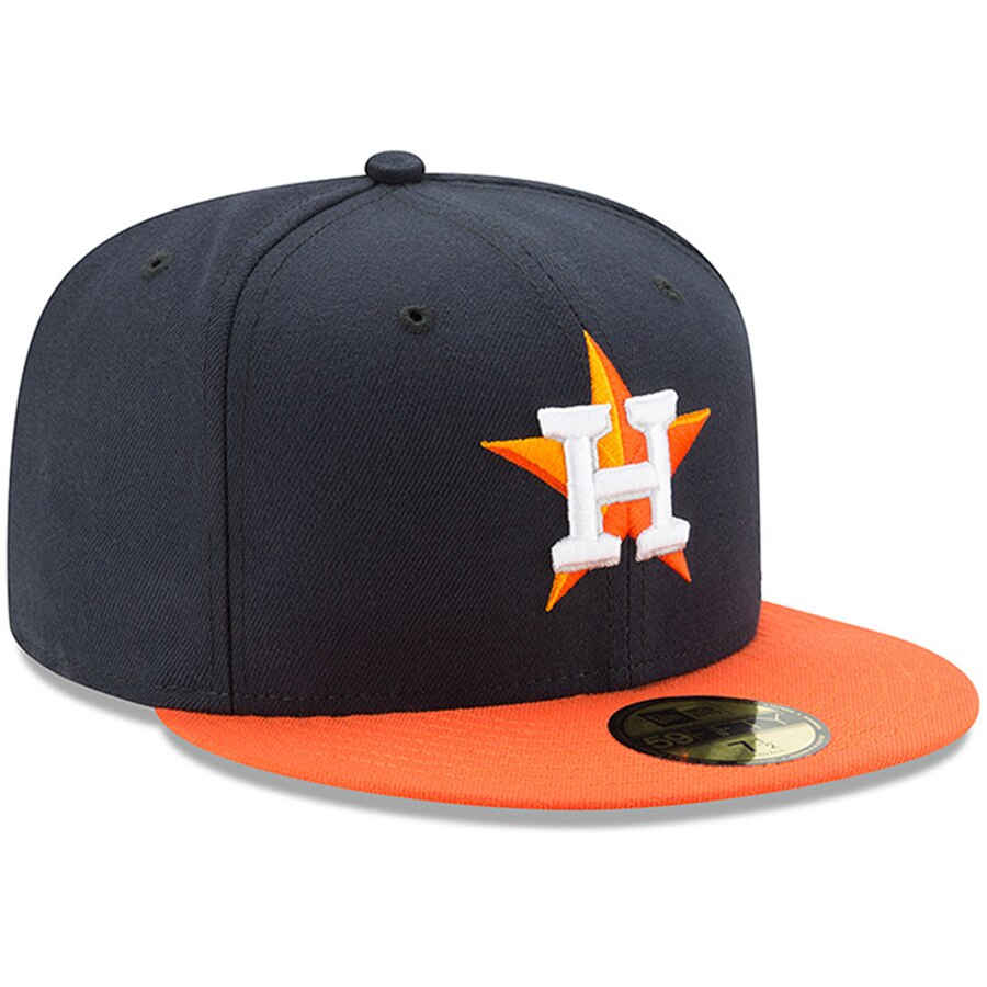 Houston Astros New Era Navy/Orange Authentic Collection On-Field 59FIFTY Road Fitted Hat - Pro League Sports Collectibles Inc.